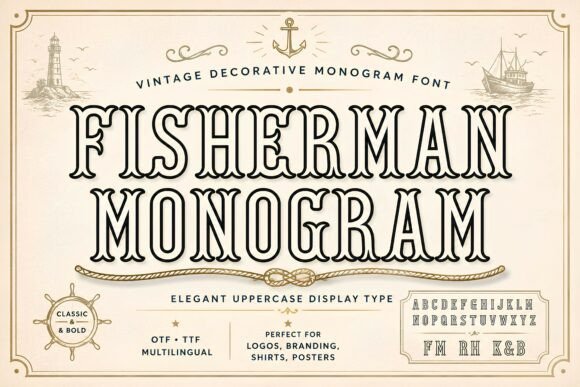 Fisherman Monogram: A Vintage Display Font for Modern Branding